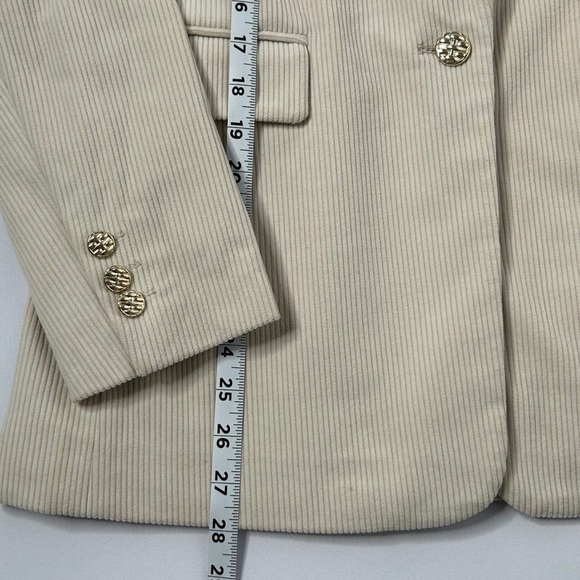 Rachel Zoe Women's XS Corduroy Blazer Jacket Long Sleeve Gold Button Beige - Picture 4 of 10
